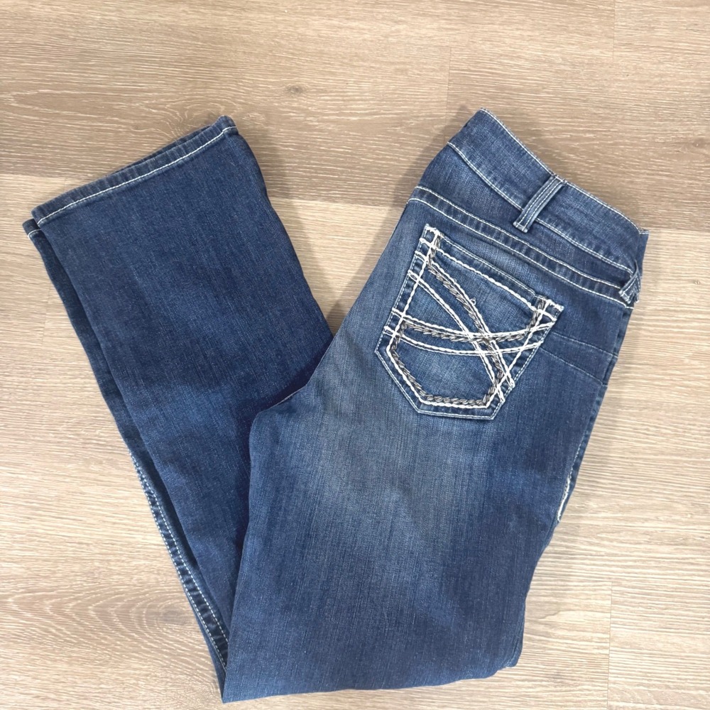 Ariat REAL Boot Entwined Jeans Women 16WR Blue Mid Rise Marine 10017510